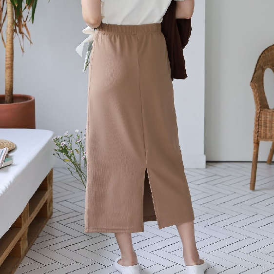 롱 스커트 치마 여성 데일리 긴 예쁜 여자 간절기 봄 여름 가을 밴딩 겨울 무지 심플 - 상품 이미지