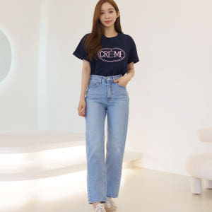 핑크스티치 일자핏 청바지 데님팬츠 키작녀 스트레이트 착용 후기 | 사이즈/핏 총정리 - 상품 이미지 4