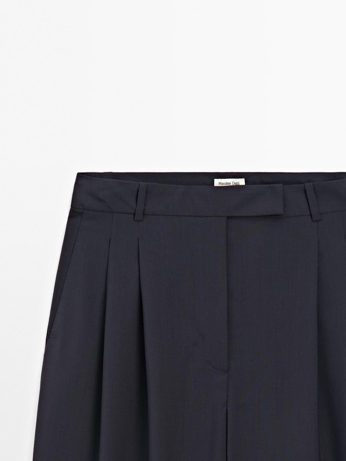 마시모두띠 100 울 와이드 더블 다트 팬츠 9000/951 NAVY BLUE - 상세 이미지 4