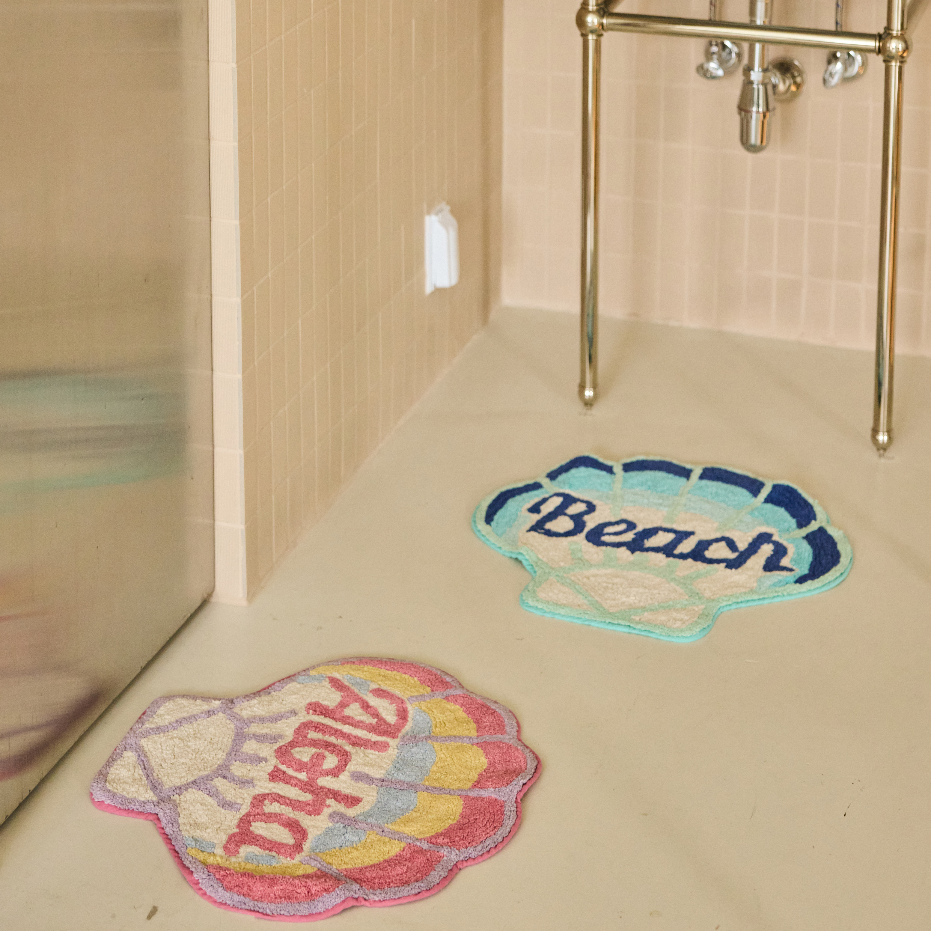 러블리 비치 민트 쉘 순면 욕실 발매트