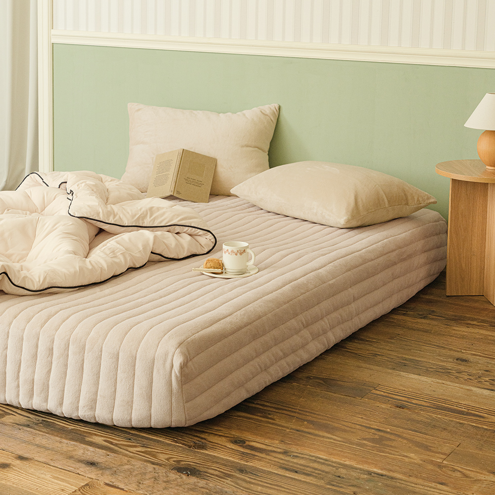 바자르 코지닝 3mm 극세사 겨울 올인원 누빔 매트리스커버 SS