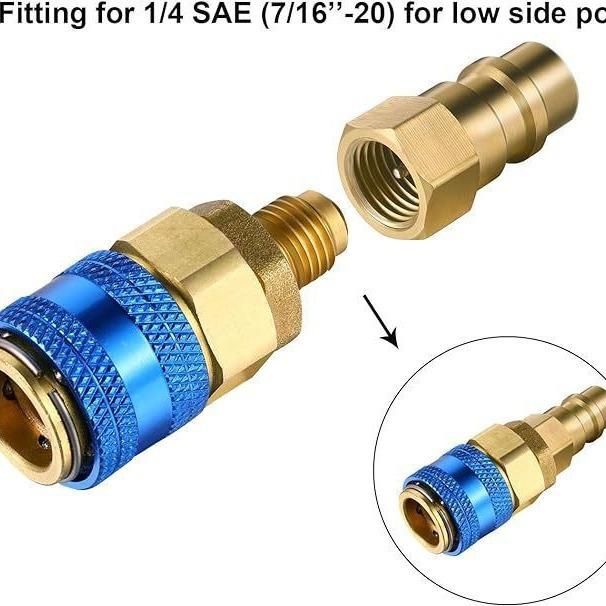 R1234YF 냉매 커플러 에어컨 로우 주입 포트 커넥터 게이지 사이드 2개 세트 2개+2개저압+2개뚜껑 - 상세 이미지 5