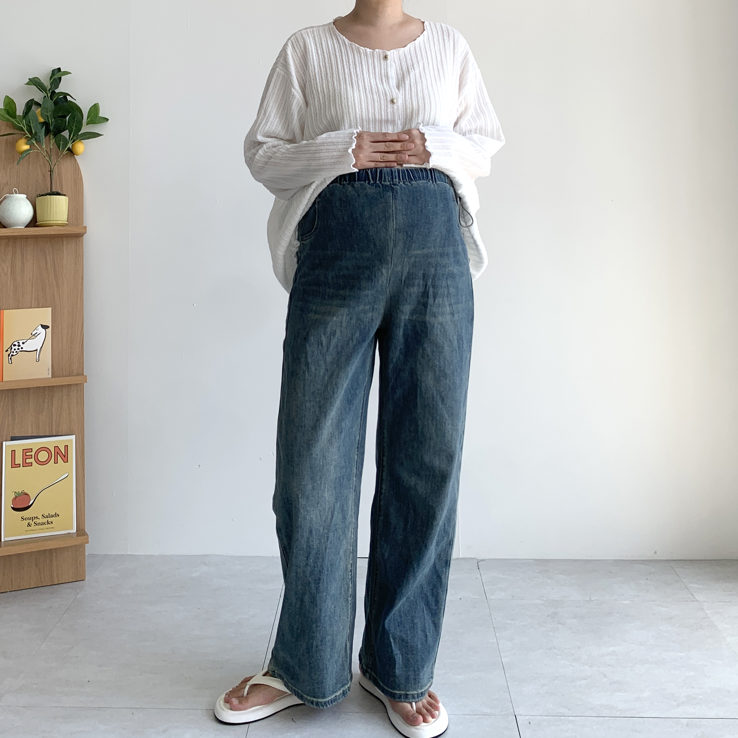 임산부청바지 임산부출근룩 만삭 임부청바지 - 상품 이미지