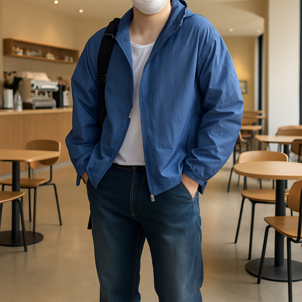 1+1 러닝바람막이 웜업자켓 고프코어룩 얇은바람막이 - 상세 이미지 4