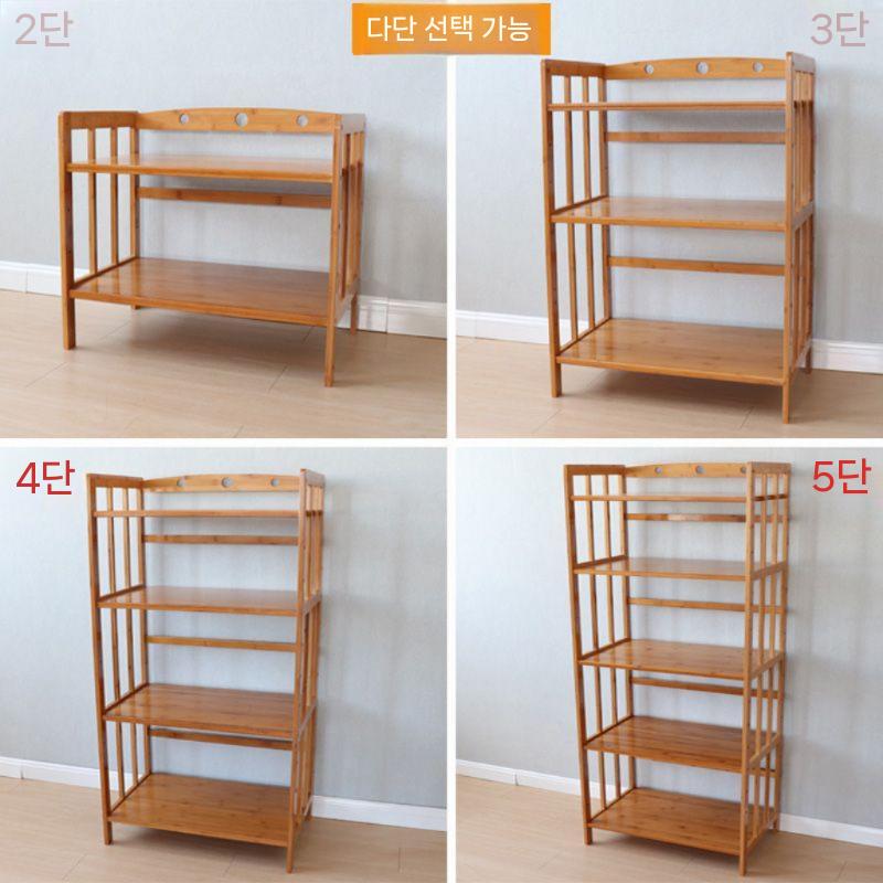 원목 전자렌지거치대 틈새 렌지대 밥솥 다이 오븐 우드 내츄럴 2단 50cm - 상세 이미지 3