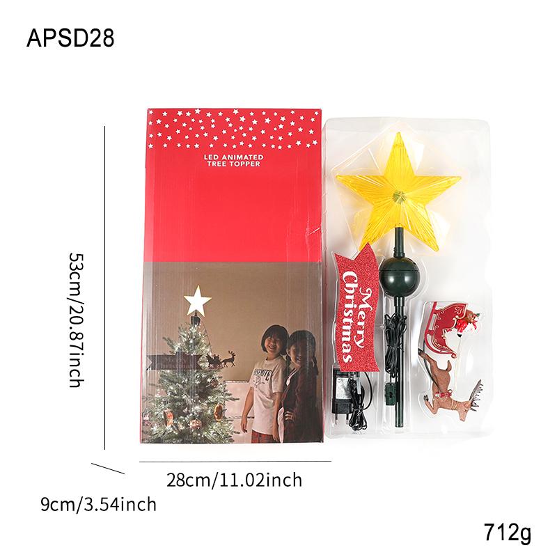 크마스 트리 별 장식 회전 달리는 산타 썰매 LED 조명 이동식 오너먼트 꾸미기 APSD28 이미지 6