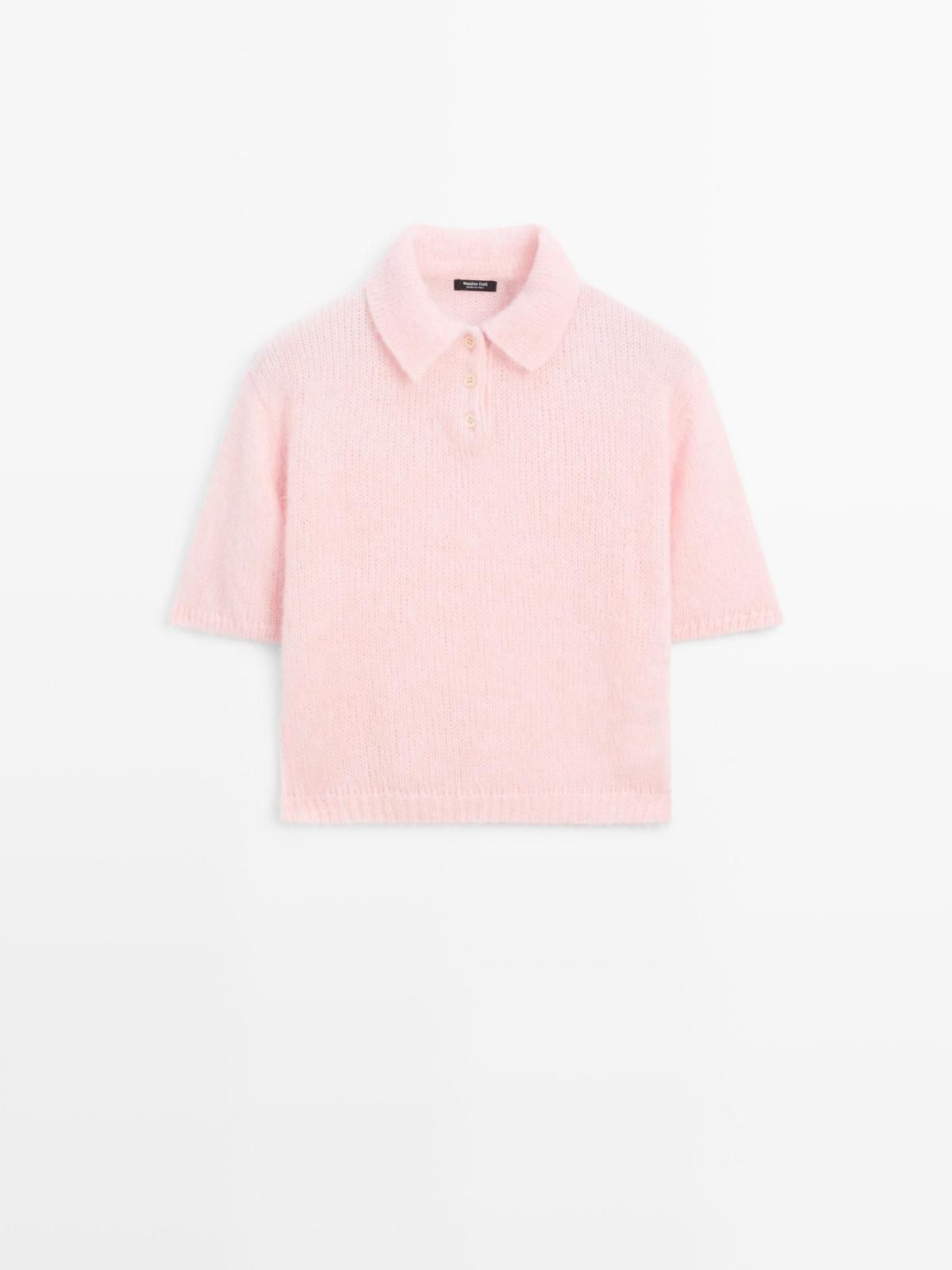 마시모두띠 알파카 니트 반팔 폴로 스웨터 5696/916 ROSE PINK