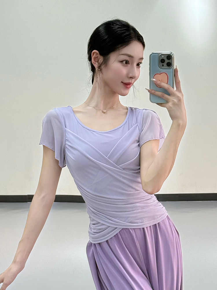 모던댄스복 무용 라인 공연복 사교 댄스옷 라이트퍼플 S - 상품 이미지