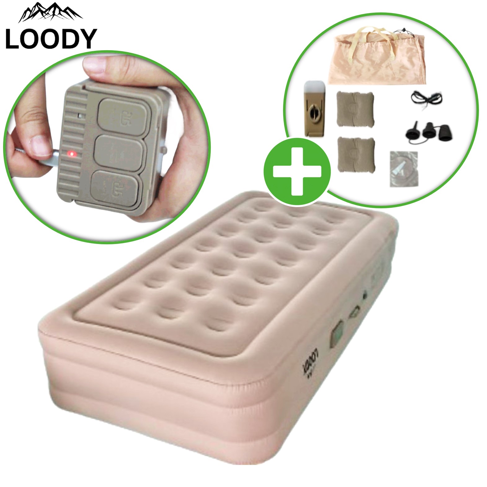 루디 에어 매트 자충 싱글 캠핑 매트리스 펌프 내장형 침대 프리미엄40cm