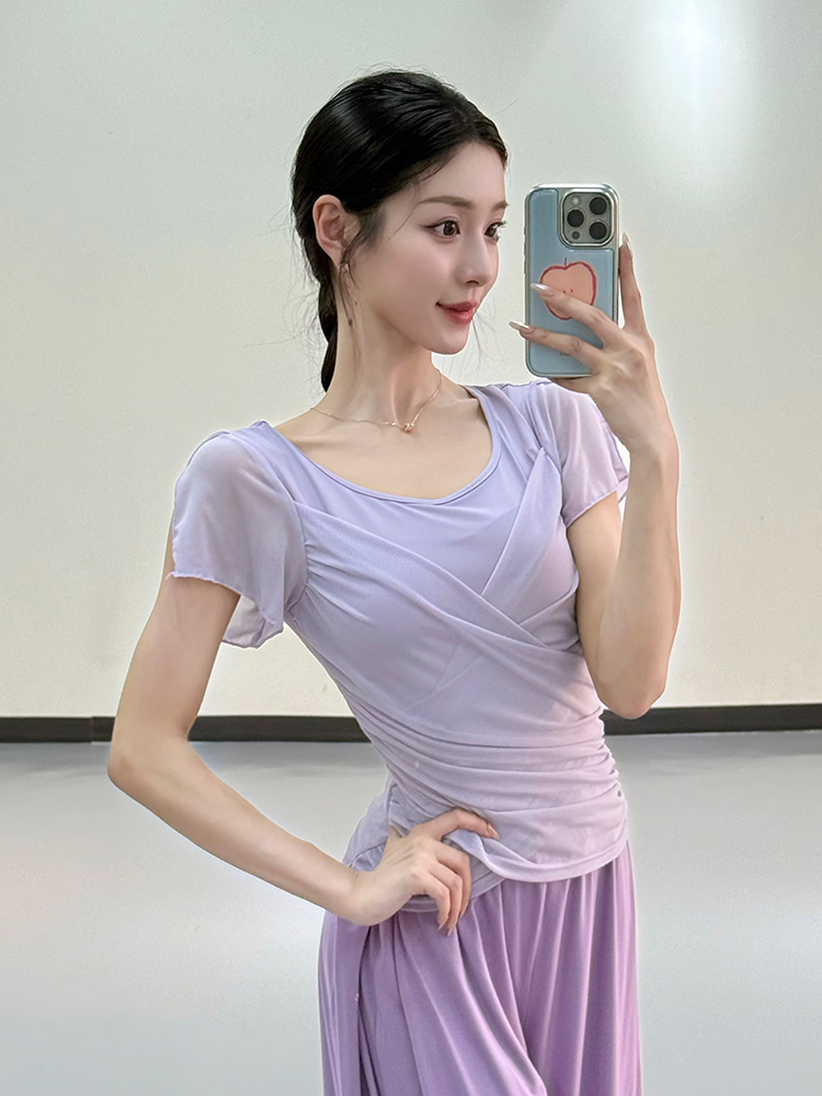 모던댄스복 무용 라인 공연복 사교 댄스옷 라이트퍼플 S - 상세 이미지 2