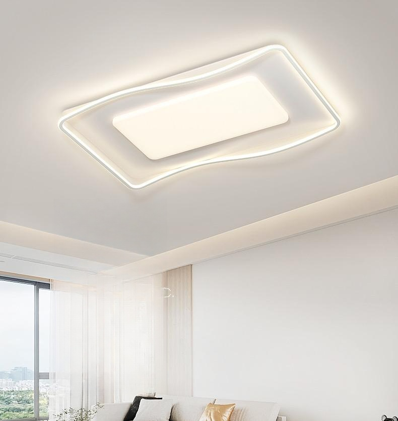 LED 침실 조명 감성 거실 천장 디자인 무드등 초박형 화이트타원+램프쉐이드 40CM-48W LED 백색광 따뜻한빛메시지 - 상품 이미지