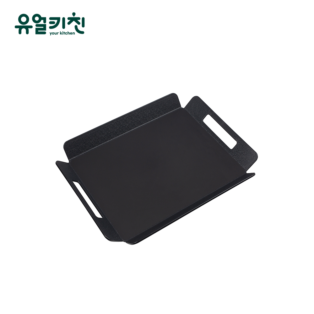 손잡이 스낵 쟁반 베이커리 트레이 중형, 블랙(논슬립 x), 1개