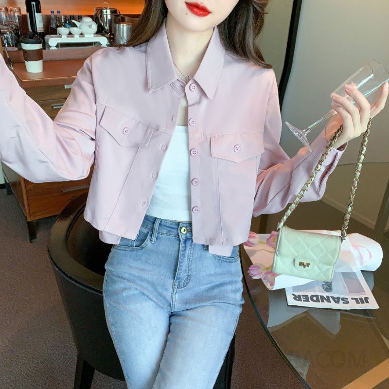 여성 가을 슬림핏 숄더 카디건 짧은 기장 재킷 데일리 아우터 스타일리시한 디자인 캐주얼한 착용감 다용도 활용 가능 모던한 분위기 - 상세 이미지 3