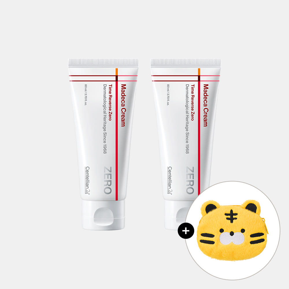 동국제약 센텔리안24 마데카크림 타임리버스 제로 80ml x 2개+센랑이 동전지갑/병풀 시카 테카 히알루론산 성분으로 수분, 보습, 미백, 탄력에 도움 시즌7