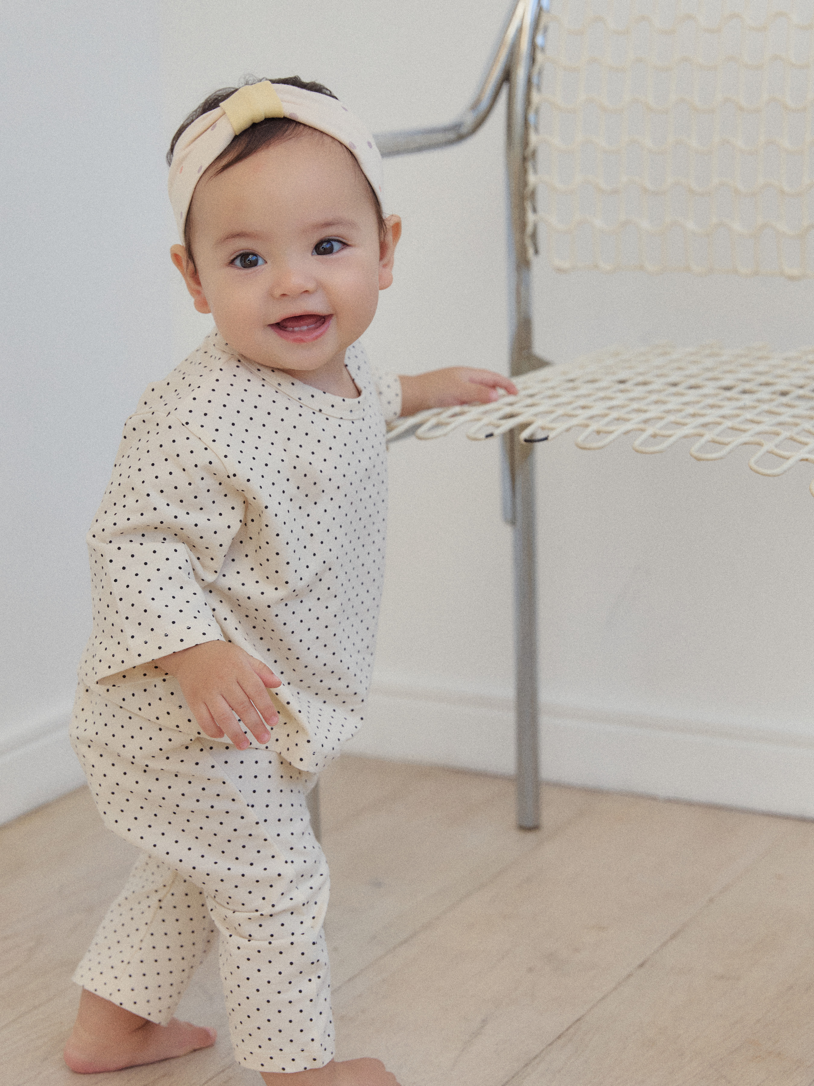 로라밤 라운드도트 베이비실내복 아기 내복 50일 100일 돌 촬영 봄 가을 겨울