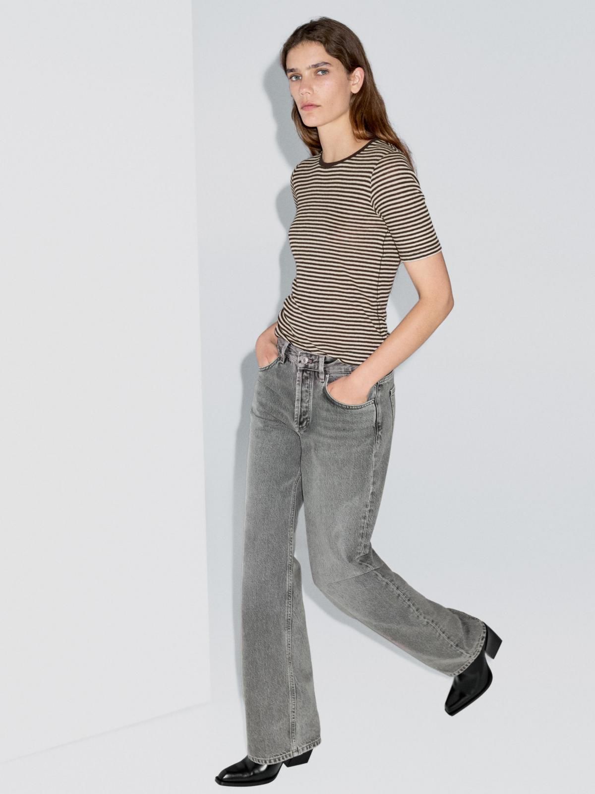 마시모두띠 스트라이프 코튼 블렌드 반팔 티셔츠 6281/106 BROWN - 상세 이미지 3