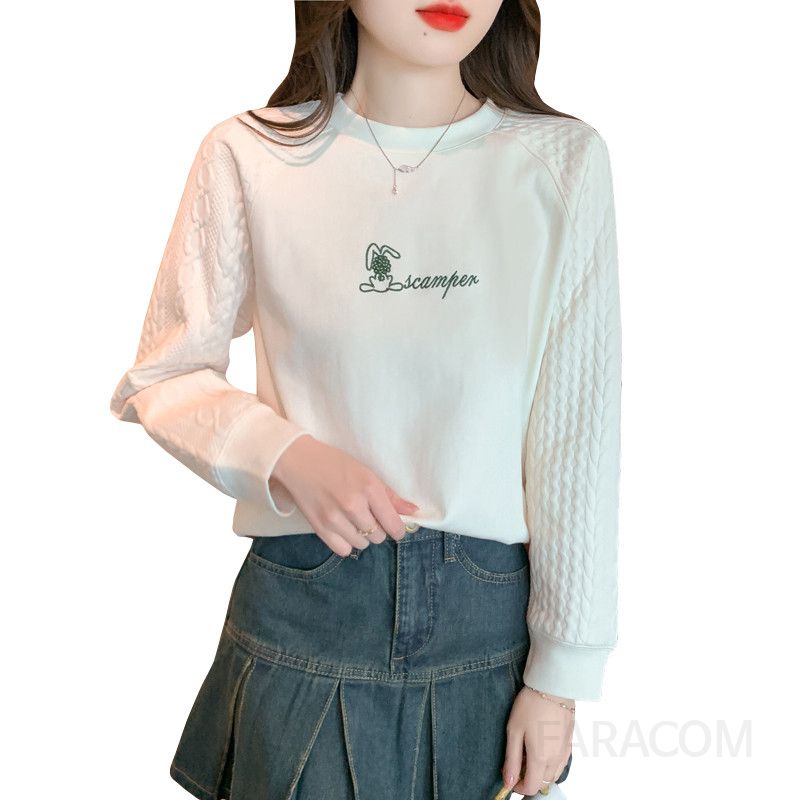 여성용 루즈핏 긴팔 티셔츠 세련된 스타일 데일리 캐주얼 가을용 편안한 착용감 후드리스 스웨트셔츠 모던한 디자인 - 상세 이미지 5