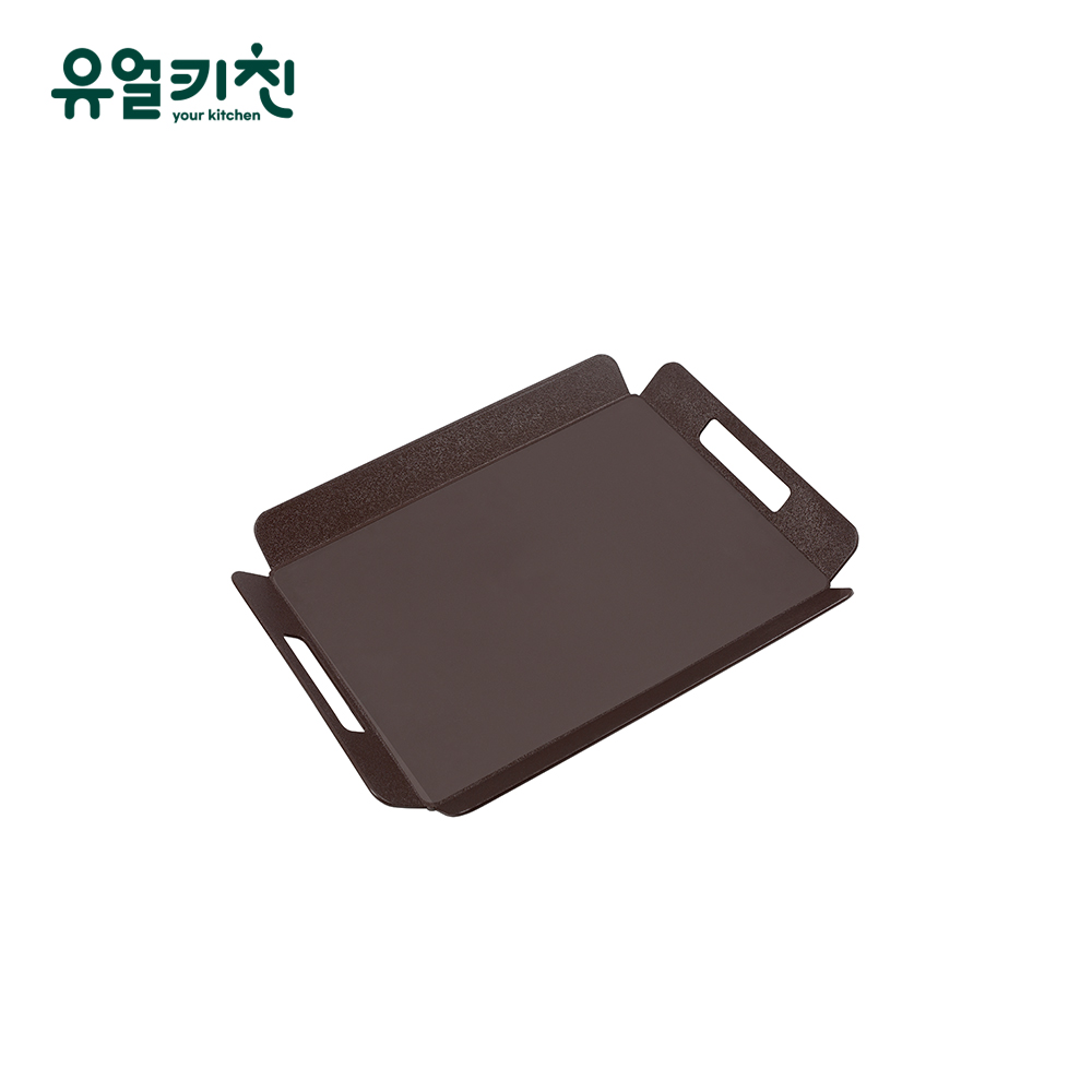손잡이 스낵 쟁반 베이커리 트레이 소형, 브라운(논슬립 x), 1개