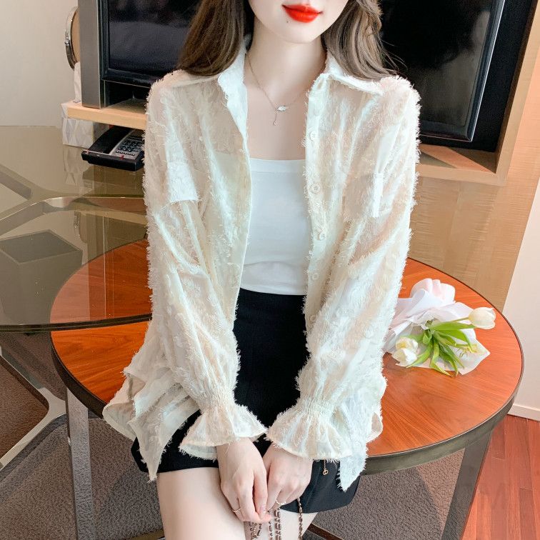 여성 얇은 셔츠 긴팔 자켓 스타일 구김없는 선크림 효과 여름 데일리 패션 블라우스 시원한 착용감 캐주얼 외출용 모던한 디자인 - 상세 이미지 3