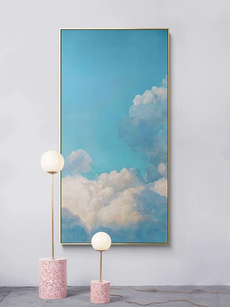 북유럽 현관 거실 그림 아치형 구름 복도 미니멀 갤러리 플로팅라이프 A 라이트우드심플프레임 50x100cm 옵시디언블랙 알루미늄 프레임 0.5cm - 상품 이미지