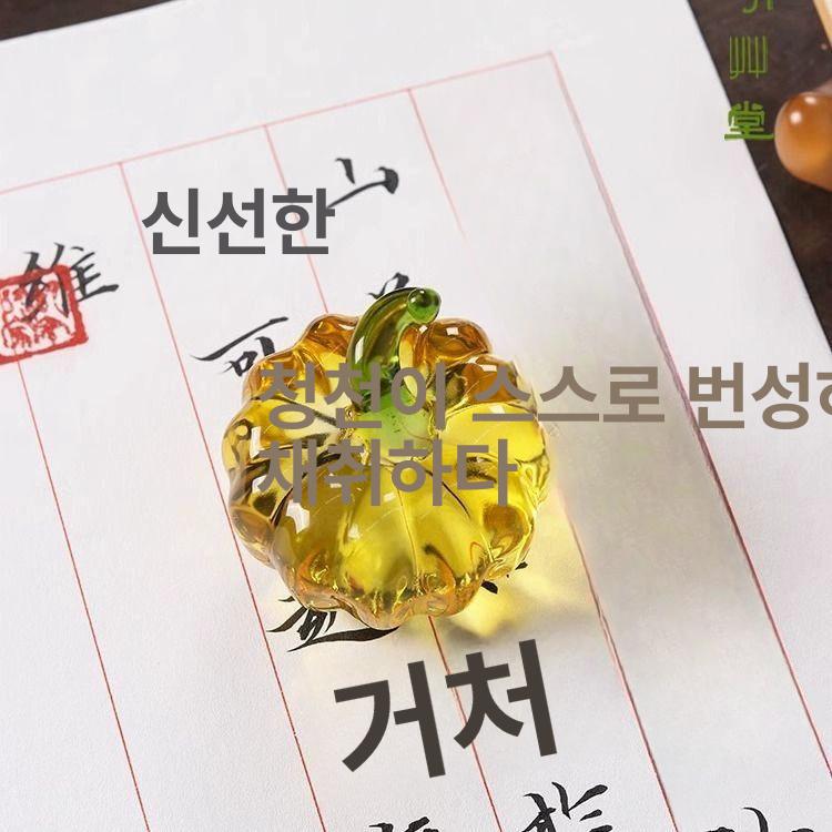 책갈피 유리 감 호박 원형 붓글씨 수정 문방사우 필사 수집 고정 붓 귤차 누르개 옐로우 펌킨 1개 - 상세 이미지 4