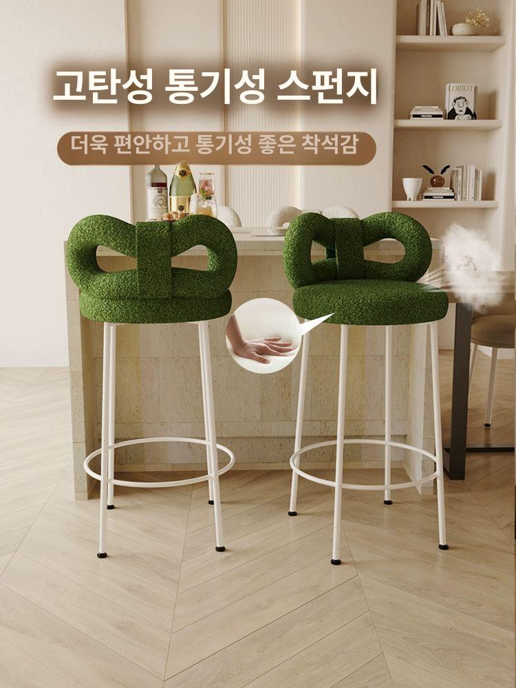 높은화장대의자 스툴 등받이 높은 양가죽 나비의자 자취방 침실 원형 베이지 파우더룸 인테리어 화이트 - 상세 이미지 4