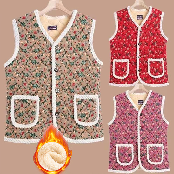 촌캉스 김장 겨울 기모 보온 꽃무늬 조끼 할머니 엄마 경량 이너 패딩 베스트 누빔조끼