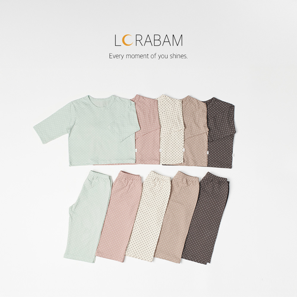로라밤 라운드도트 베이비실내복 아기 내복 50일 100일 돌 촬영 봄 가을 겨울