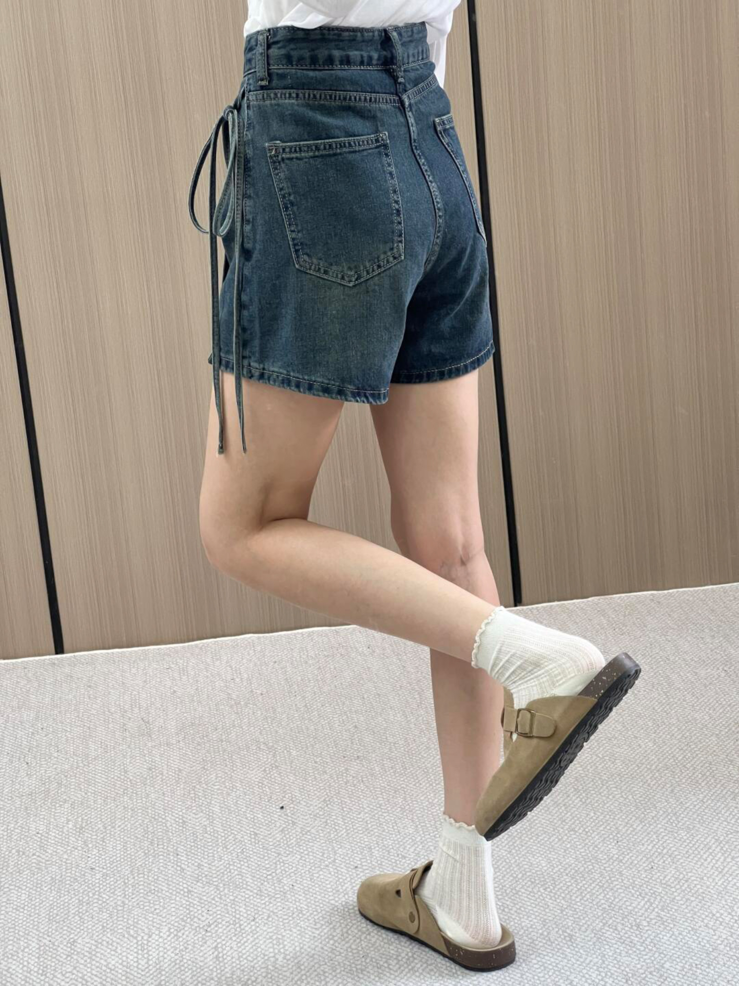 청치마반바지 여성 팬츠 스커트 데님 랩스커트 블루 S - 상세 이미지 3