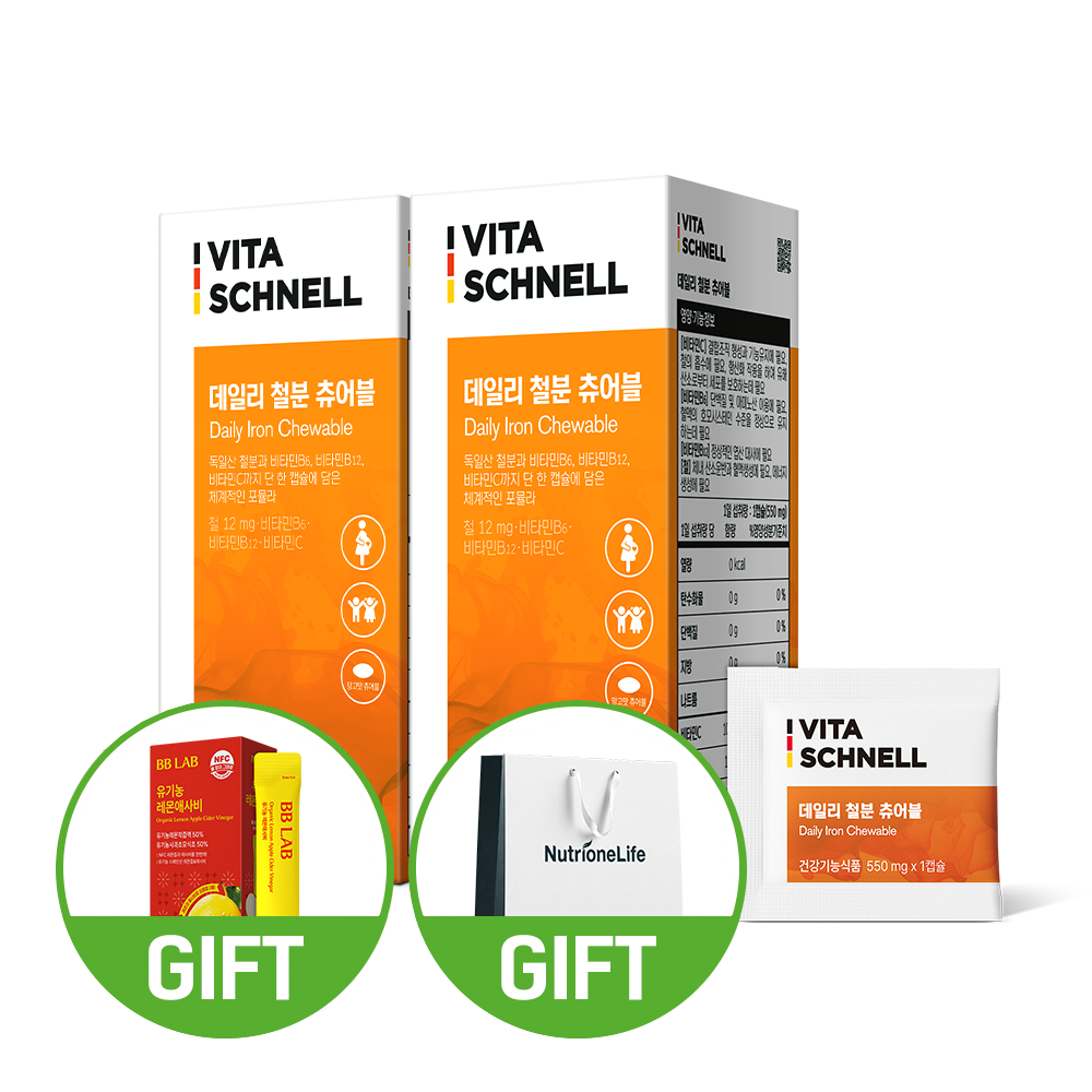 비타슈넬 데일리 철분 츄어블 30캡슐, 2개