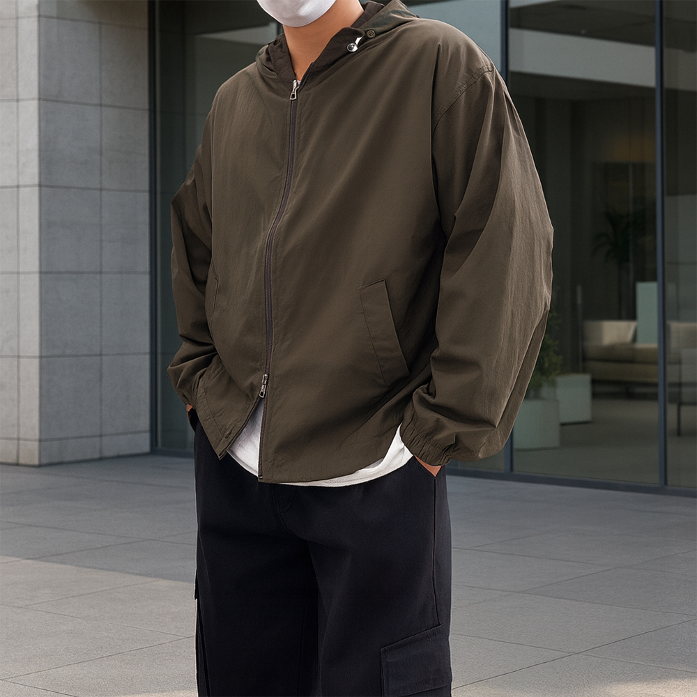 러닝바람막이 웜업자켓 고프코어룩 얇은바람막이 - 상품 이미지