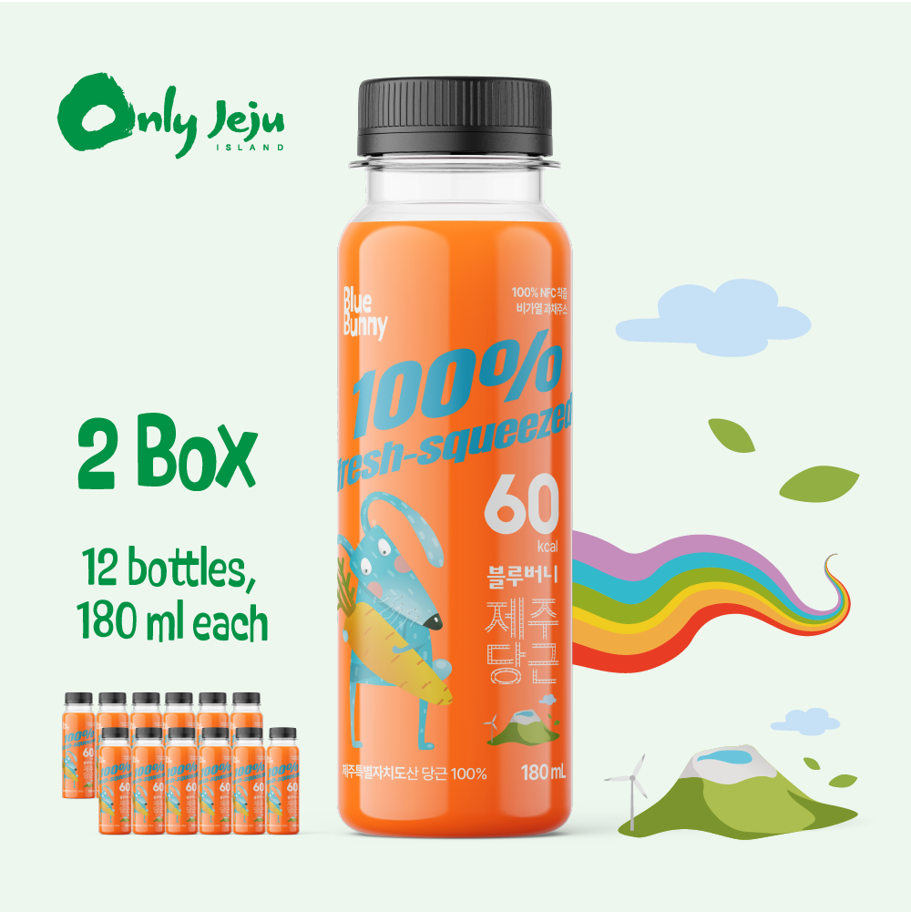 블루버니 제주당근 무첨가 착즙 원액 NFC 주스 25년 햇당근 100% 당근, 180ml, 12개