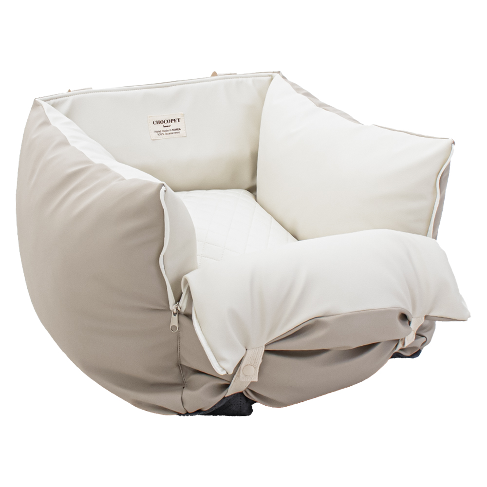 초코펫하우스 강아지 카시트 애견 차량용 소형 중형 대형 로얄 사각 카시트 베이지, 슈퍼싱글 제품 이미지