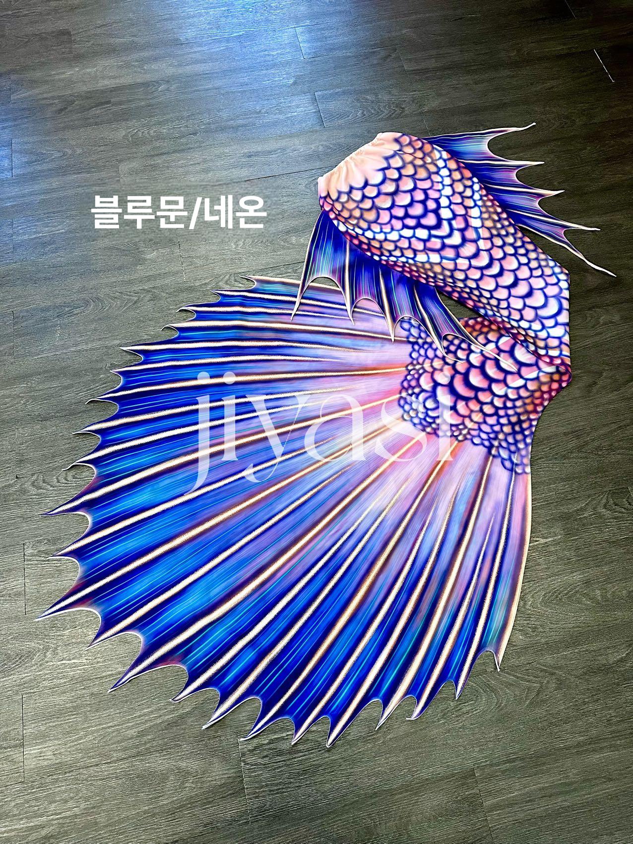 머메이드 아웃핏 빅테일 인어 꼬리 수영복 맞춤제작 촬영 프리다이빙 엘레강트그린 S 이미지 6