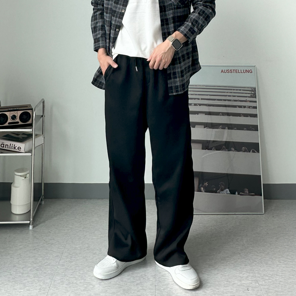 남자 바지 9부 10부 면 바지 밴딩 벌룬 팬츠 남자와이드팬츠 - 상세 이미지 3