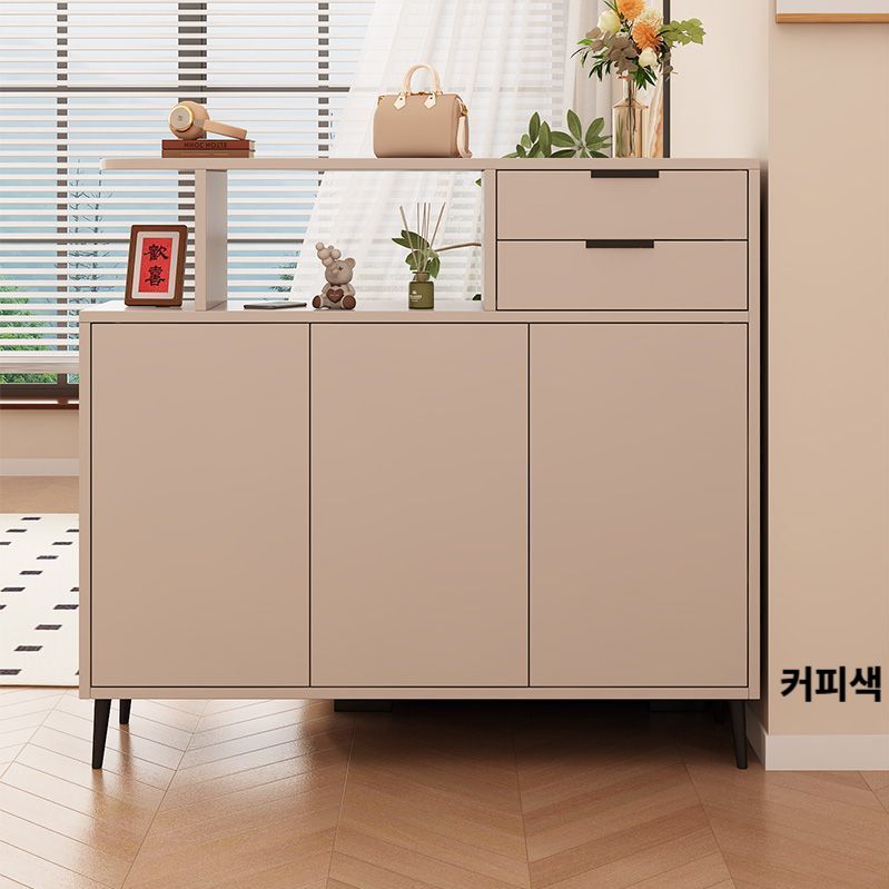 거실 수납장 현관 입구 서랍장 다용도 슬림 선반 합성목 흰색 80x35x105cm(오른쪽) - 상세 이미지 3