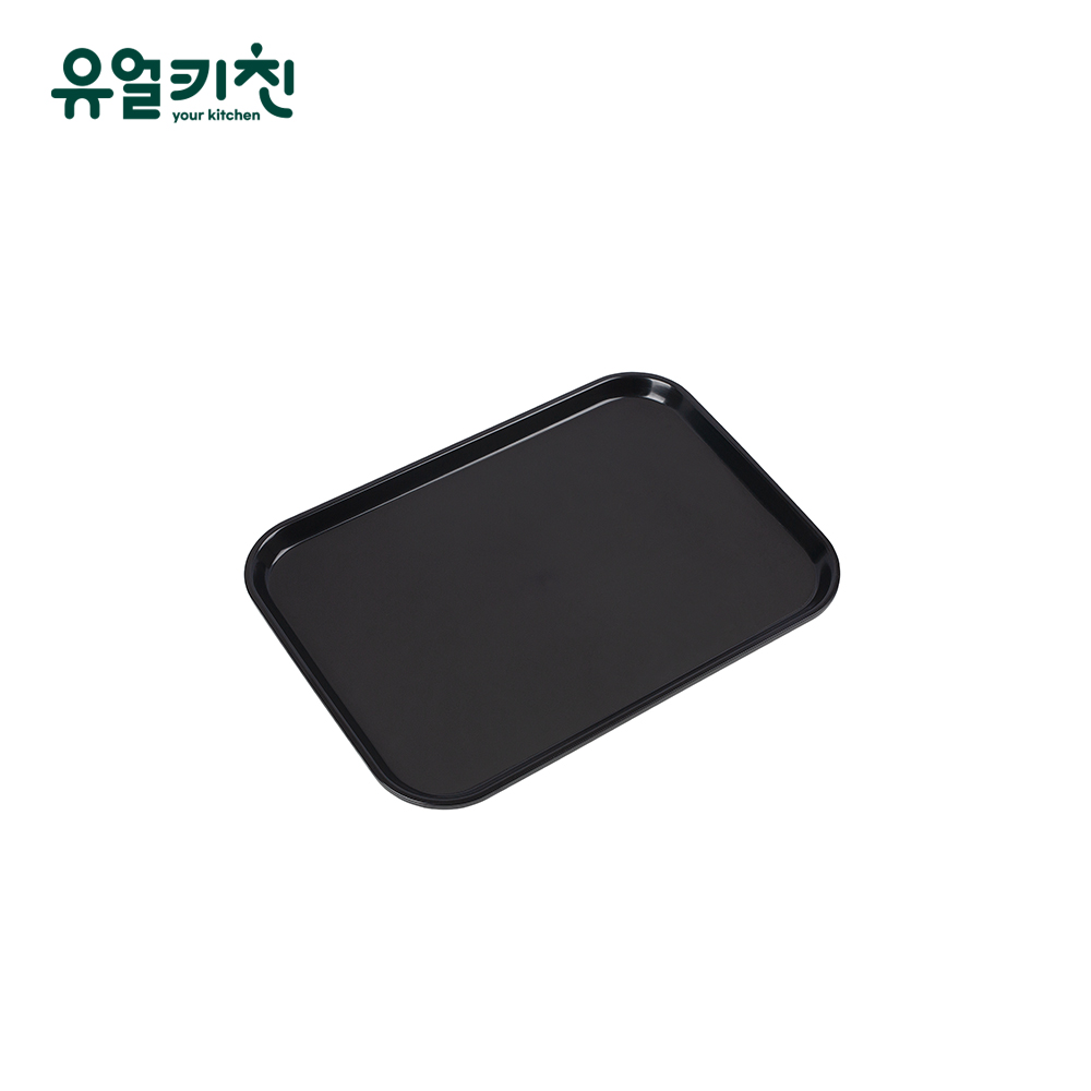 논슬립 직사각 쟁반 카페 트레이 업소용 소형, 블랙, 1개 - 메인 이미지