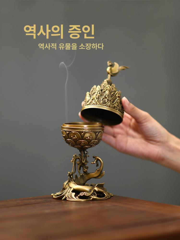 금동 대향로 공예 향로 장식품 고급 굿즈 엔틱 선물 향로 - 상세 이미지 3