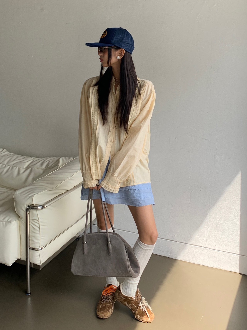 타라바이모션 코튼 레이스 스커트 가을 빈티지 밴딩 치마 이미지 6