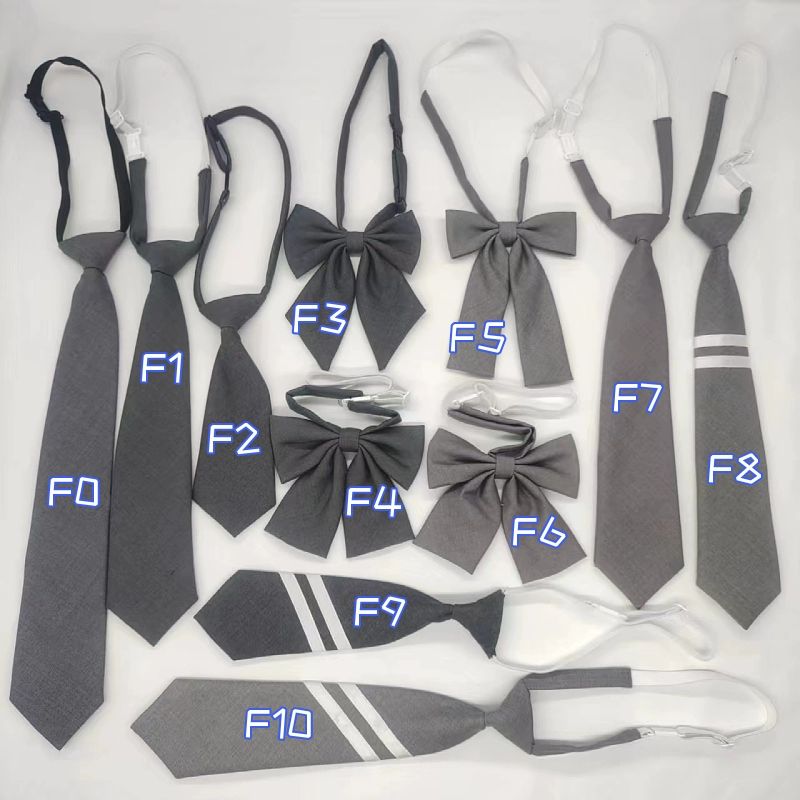 여자 넥타이 슬림 타이 그레이 교복 회색 리본 정장 F0 38cm 넥타이 - 상세 이미지 2