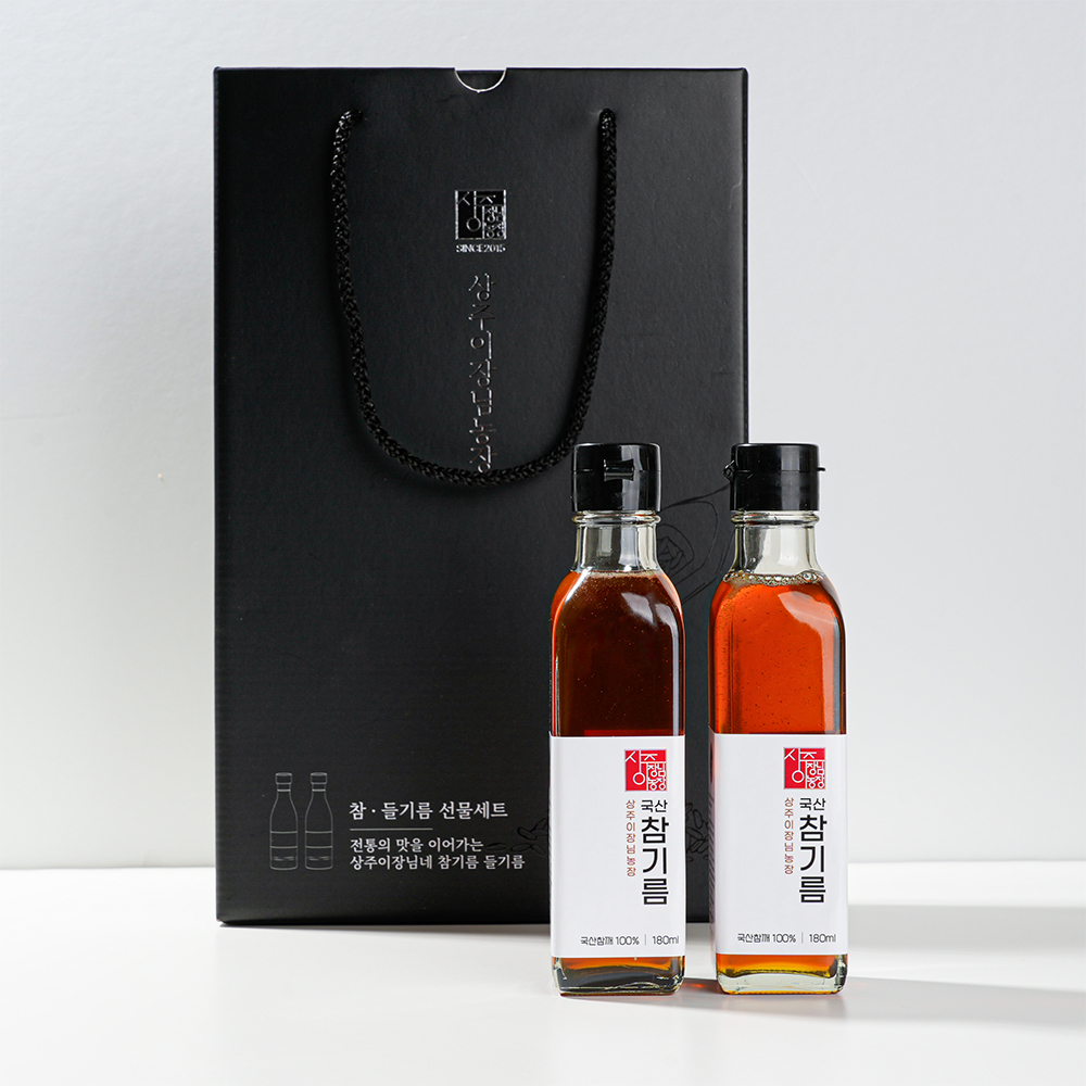 국산 저온압착 참기름 180ml 2구 추석 설 명절 선물세트 상주이장님농장