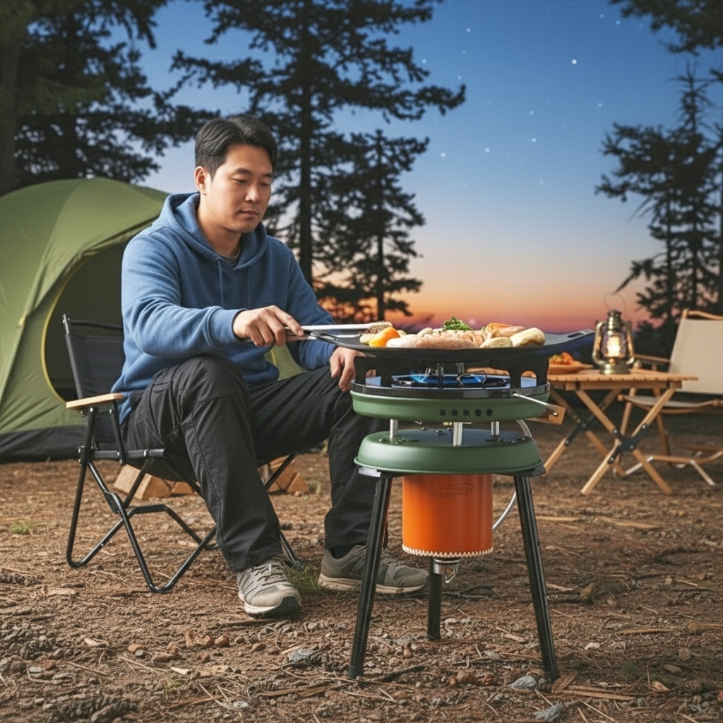 해바라기 버너 그리들 이소 가스 강염 액출 고화력 캠핑 낚시 휴대용