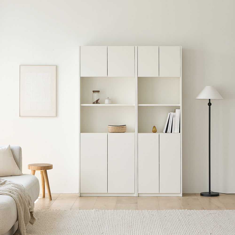 루베오 책장 600 (상하부 도어형), 5단, 화이트