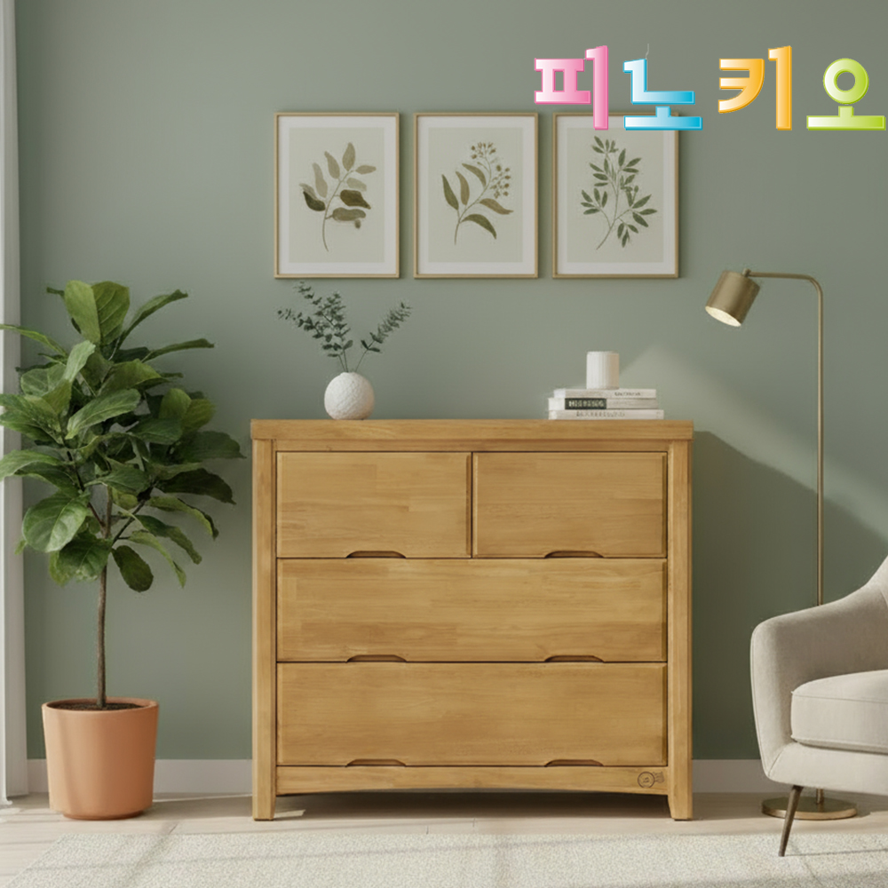 피노키오 고무나무 첼로 원목 3단서랍장(거울선택구매) - 상품 이미지