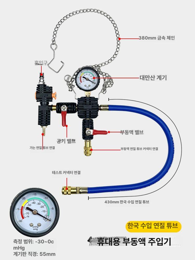 부동액진공주입기 부동액교환 냉각수주입테스터기 감지기 테스터기 진공주입기 부동액 냉각수 누출 블랙 박스 36피스 - 상세 이미지 4