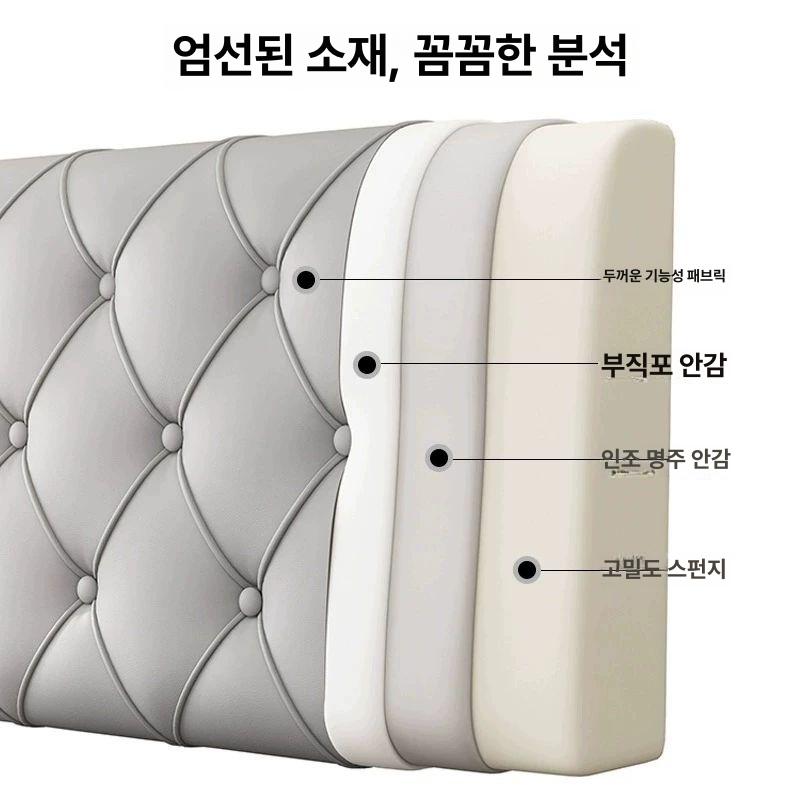 대형 침대 헤드 쿠션 머리 등받이 가정용 인테리어 베개 웜구스화이트 체크무늬 A 6cm 90x60 A - 상세 이미지 2