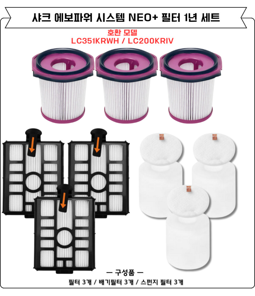 샤크 에보파워시스템 NEO+ 청소기 필터 LC351KRWH 소모품 3개월세트 판매처 상세 정보 이미지 2