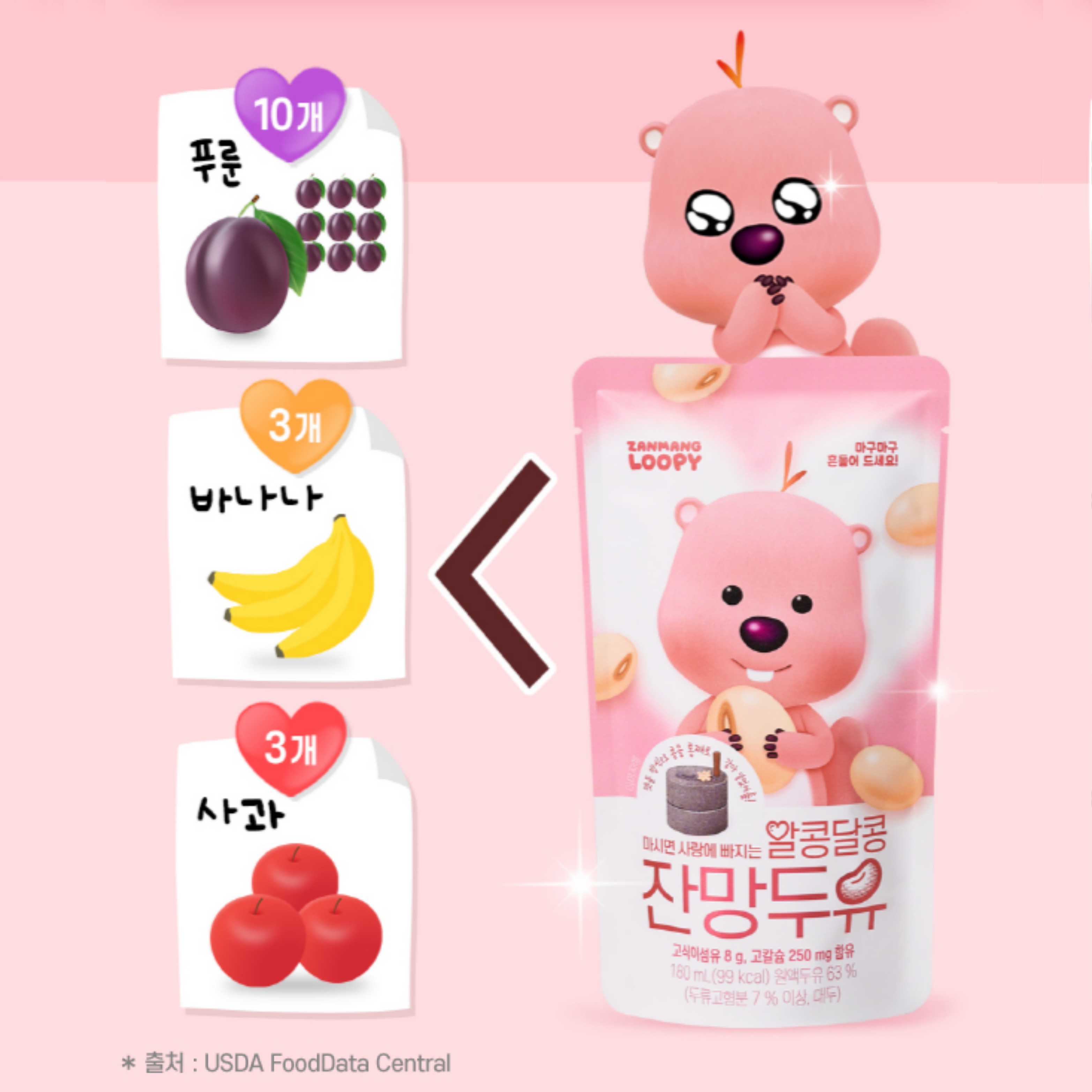 연두 잔망루피 알콩달콩 잔망두유 오리지널 180ml - 상세 이미지 2