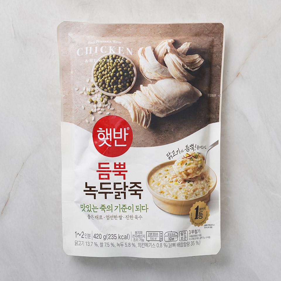 메가마트 CJ 햇반 듬뿍 녹두닭죽 420g - 상품 이미지