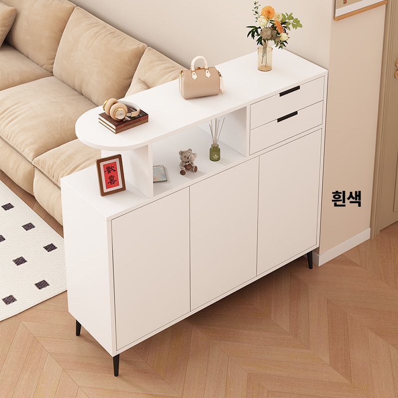 거실 수납장 현관 입구 서랍장 다용도 슬림 선반 합성목 흰색 80x35x105cm(오른쪽) - 상세 이미지 2